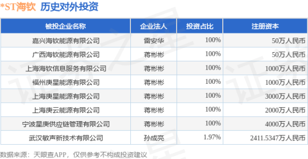 闻喜 *ST海钦（600753）新增一起对外投资，被投资公司为嘉兴海钦能源有限公司
